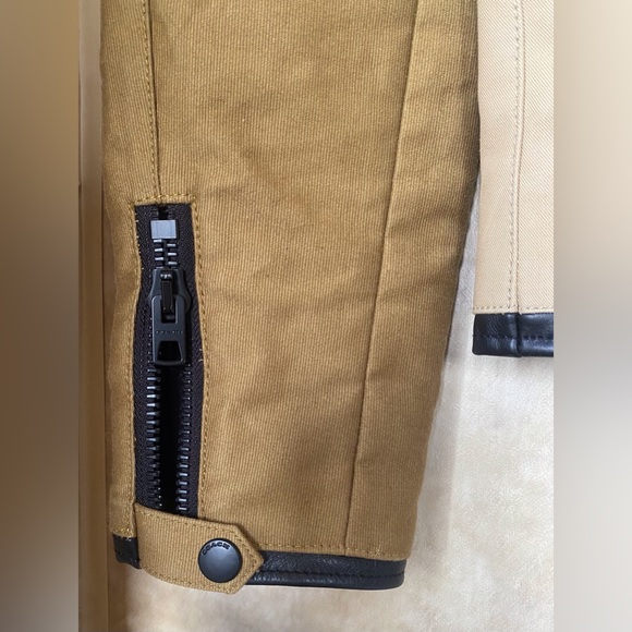 Coach Outlet Mix Fabric Racer Moto Jacket XS Like New Leather Khaki Beige - Picture 8 of 10